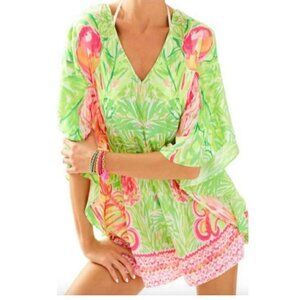 Lilly Pulitzer Mai Romper Tiki Pink Flamingo Print Size Small Holy Grail